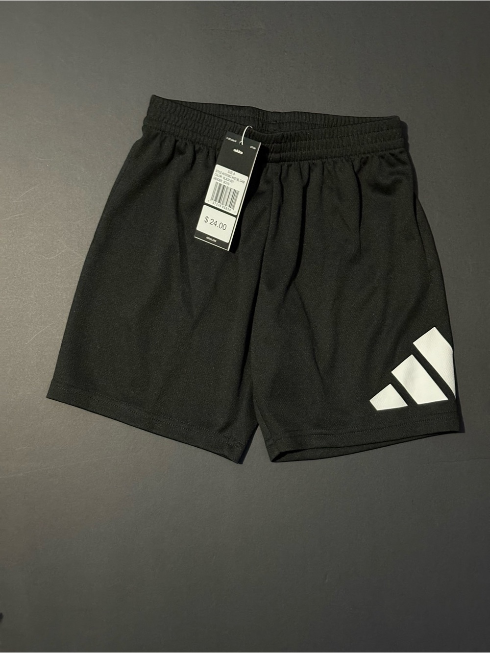 adidas Black Kids Athletic Shorts with White Logo